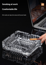 Glass Square Ashtray Creative Home Living Room Anti-fly - Image 5